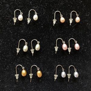 Honora 6 Pair Sterling Cultured Pearl Drop Earrings/Lighter Colors/NEW!!!